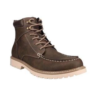 Izod Mens Boots Brown Lace Up Memory Foam Padded Collar Durable Upper Size 12